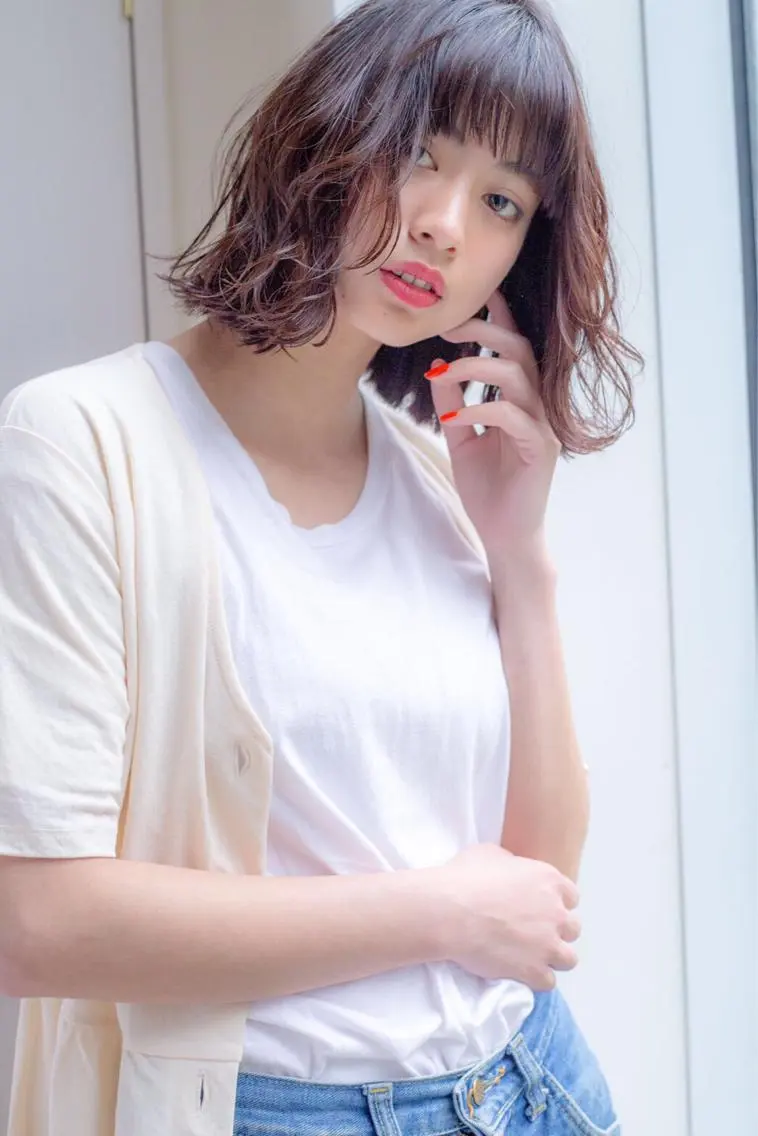 ミディアム カラー パーマ カット ヘアカラー トリートメント 髪質改善/縮毛矯正/ ボブ/槌矢圭悟のヘアスタイル