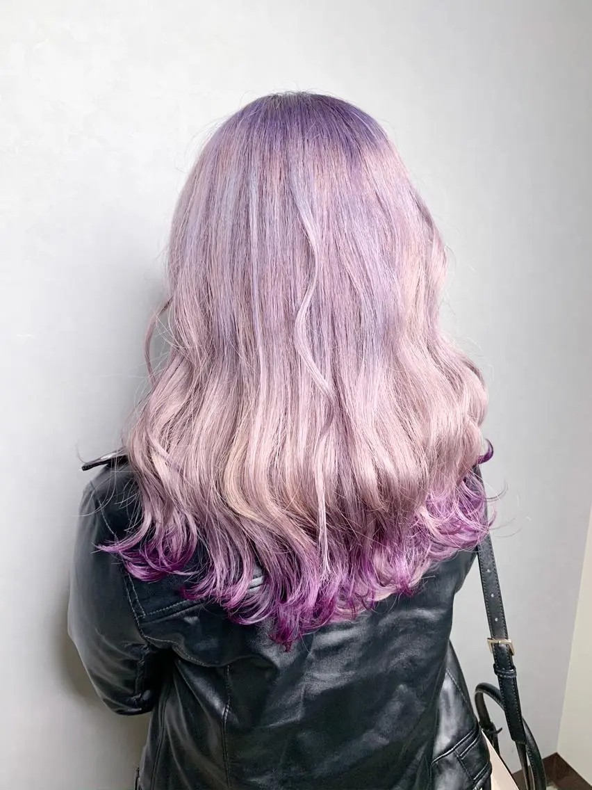 セミロング カラー ブリーチ ラベンダーカラー パープルカラー カット ヘアカラー 🌈 DAIKI 🌈のヘアスタイル