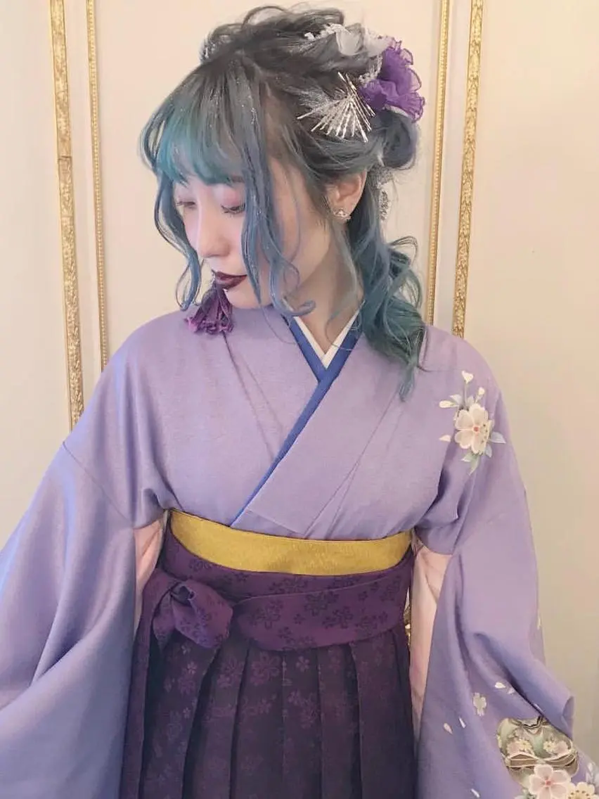 セミロング カラー ヘアアレンジ ハーフアップ 高橋 隆一のヘアスタイル