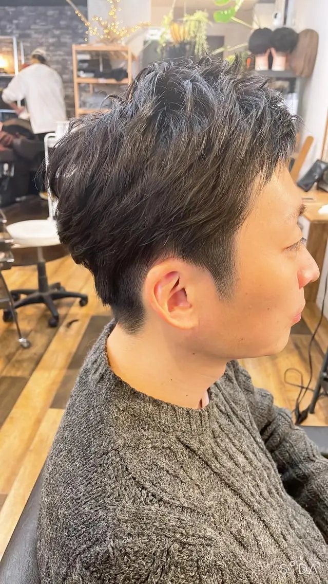 メンズ アップバング 刈り上げ ひばりヶ丘美容室 カット石井里佳のヘアスタイル