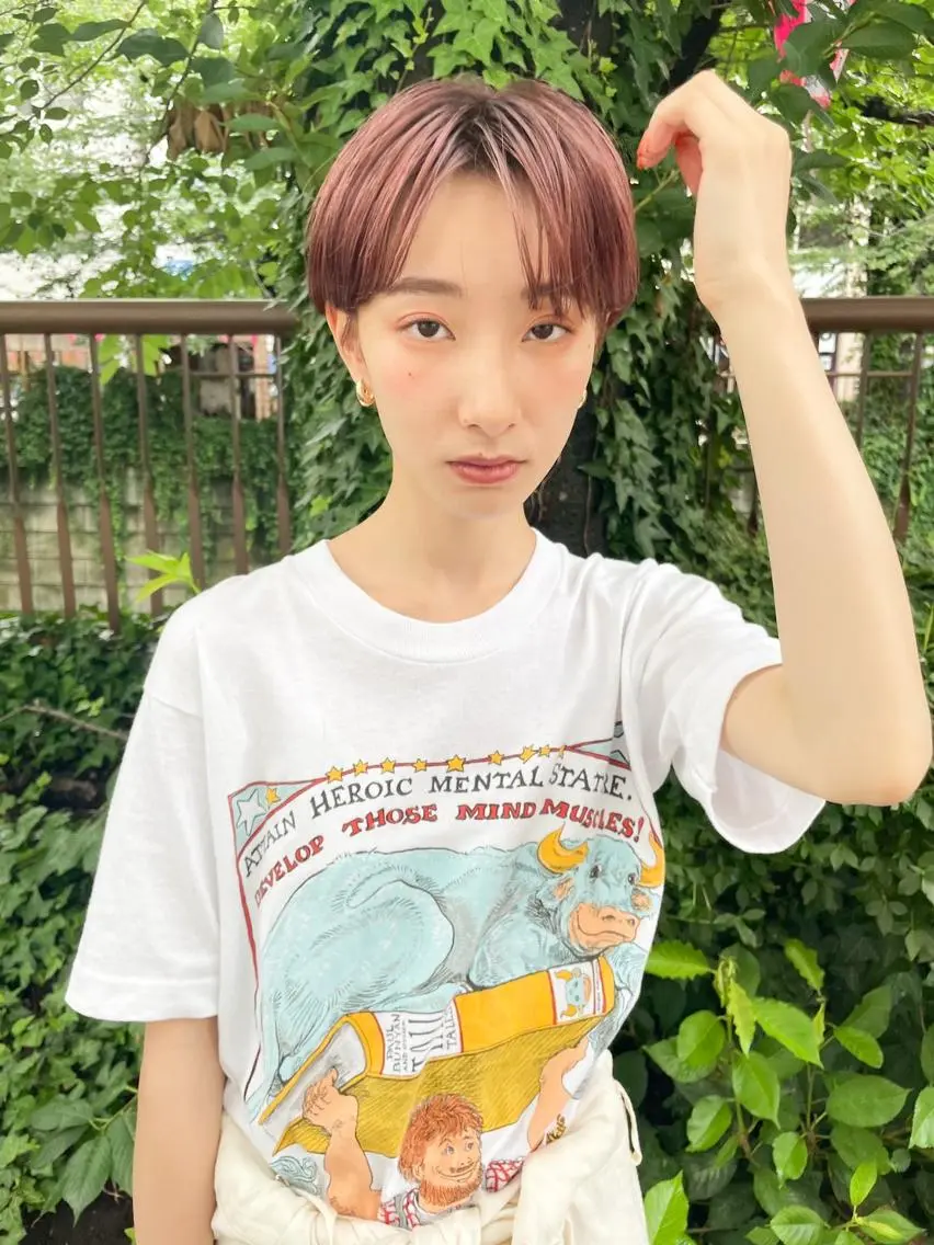 ミディアム カラー パーマ ショートボブ ミディアムパーマ アディクシーカラー ブリーチ ケアブリーチ カット ヘアカラー トリートメント CEINE OURのヘアスタイル