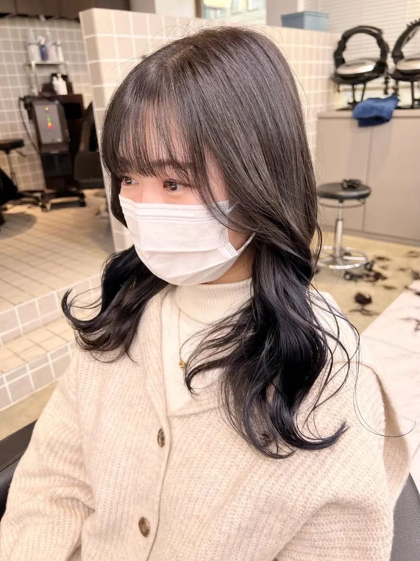 ロング カラー パーマ ヘアアレンジ メンズ キッズ ネイル マツエク・マツパ アイブロウ 上品＆韓国風 🥀海心🥀のヘアスタイル