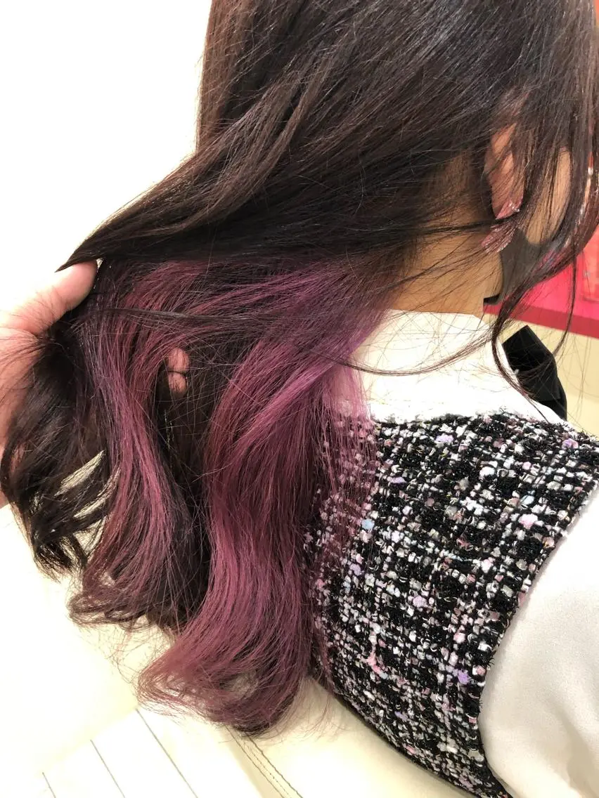 セミロング カラー インナーカラー ピンクカラー まさき✂︎ /ブリーチカラーのヘアスタイル