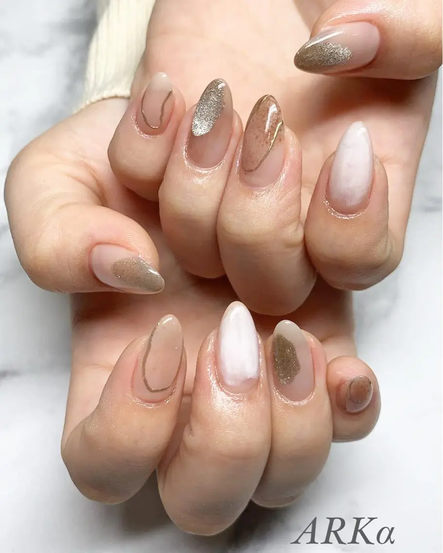 ロング ネイル マグネットネイル ミラーネイル ハンドネイル Nailsalon ARKαのネイルデザイン
