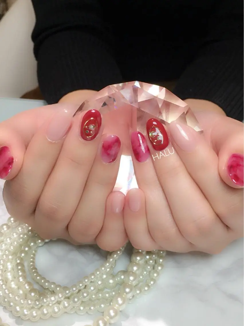 ネイル アートネイル ニュアンスネイル ストーンネイル HALU ハルのネイルデザイン