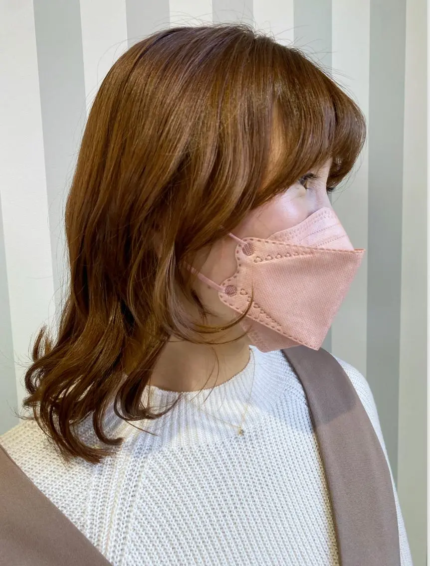 セミロング カラー ベージュカラー 顔周りカット 小顔カット カット ヘアカラー 小顔レイヤー/ ベージュ🤍Rieのヘアスタイル