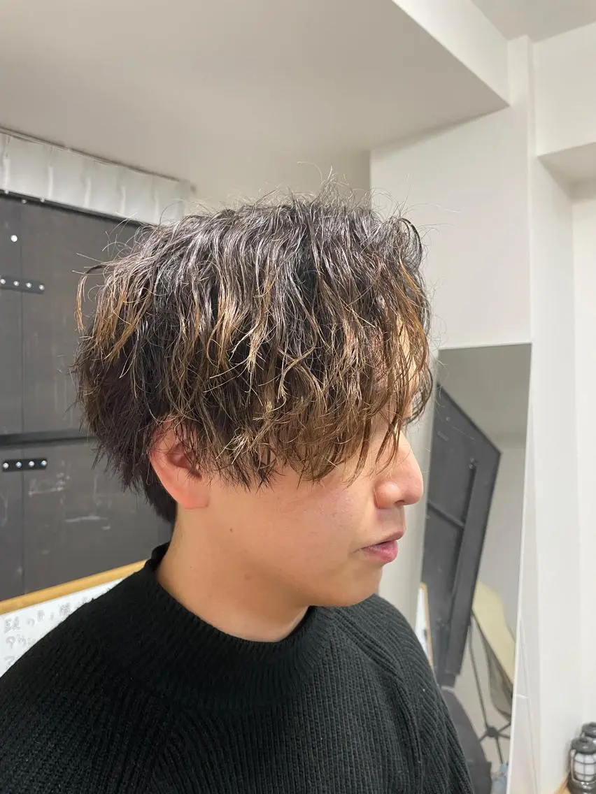 ショート パーマ メンズ 波巻きパーマ 🌙19時以降通える メンズ専門 コーダイのヘアスタイル