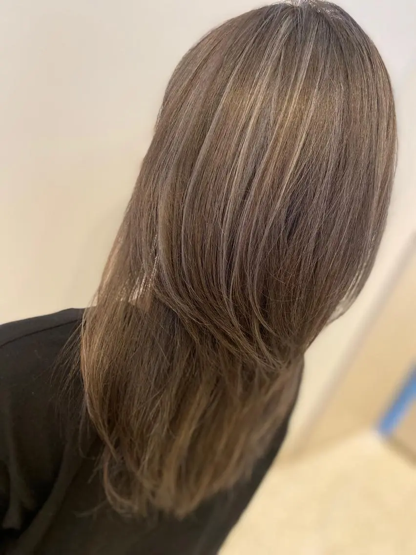 セミロング ハイライト レイヤーカット ヘアカラー Style Tのヘアスタイル