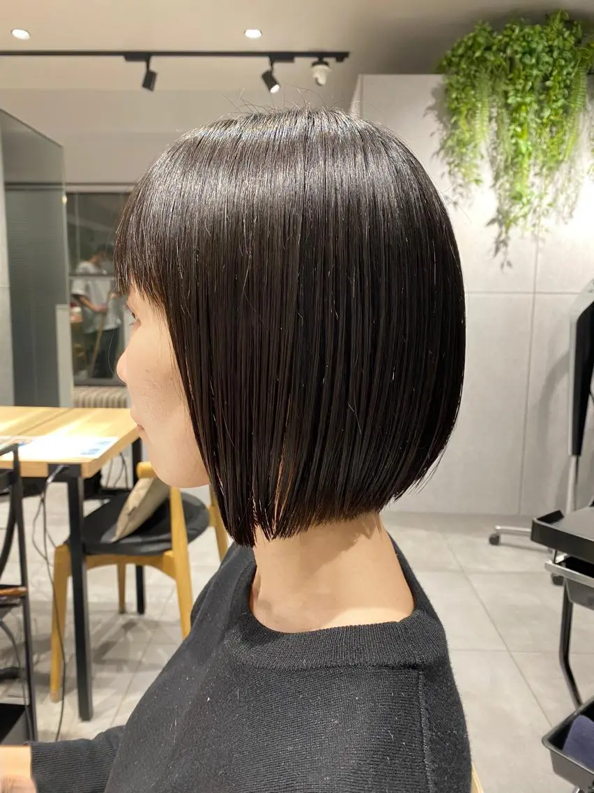ショート カラー 黒髪 ヘアカラー トリートメント 艶カラー/似合わせ 💖Emmy💖のヘアスタイル