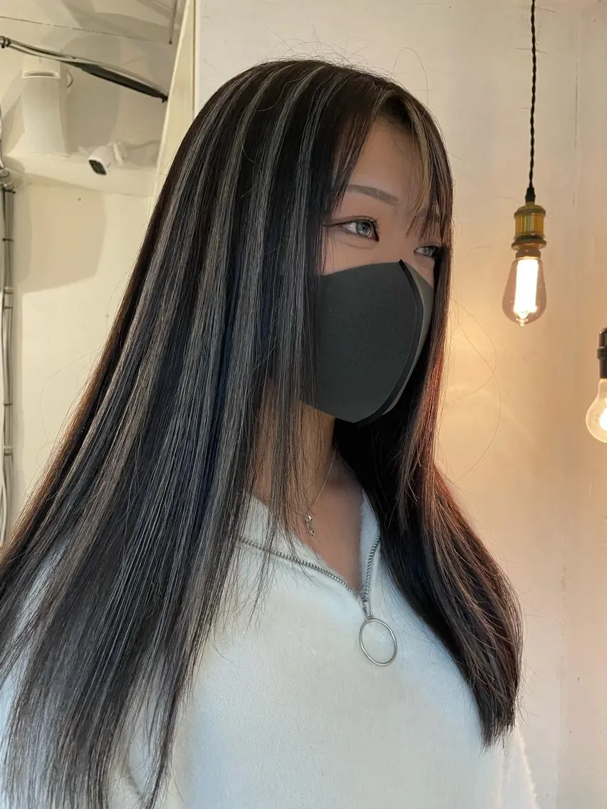 ロング カラー ハイライトカラー ハイライト ヘアカラー 京都美容師 塩のヘアスタイル