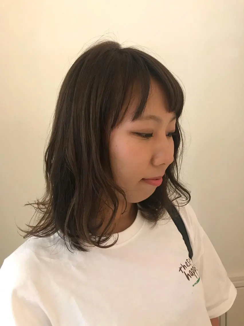 ミディアム カラー パーマ ベージュカラー フォギーベージュ 清水　ちひろ ✄トップスタイリストのヘアスタイル