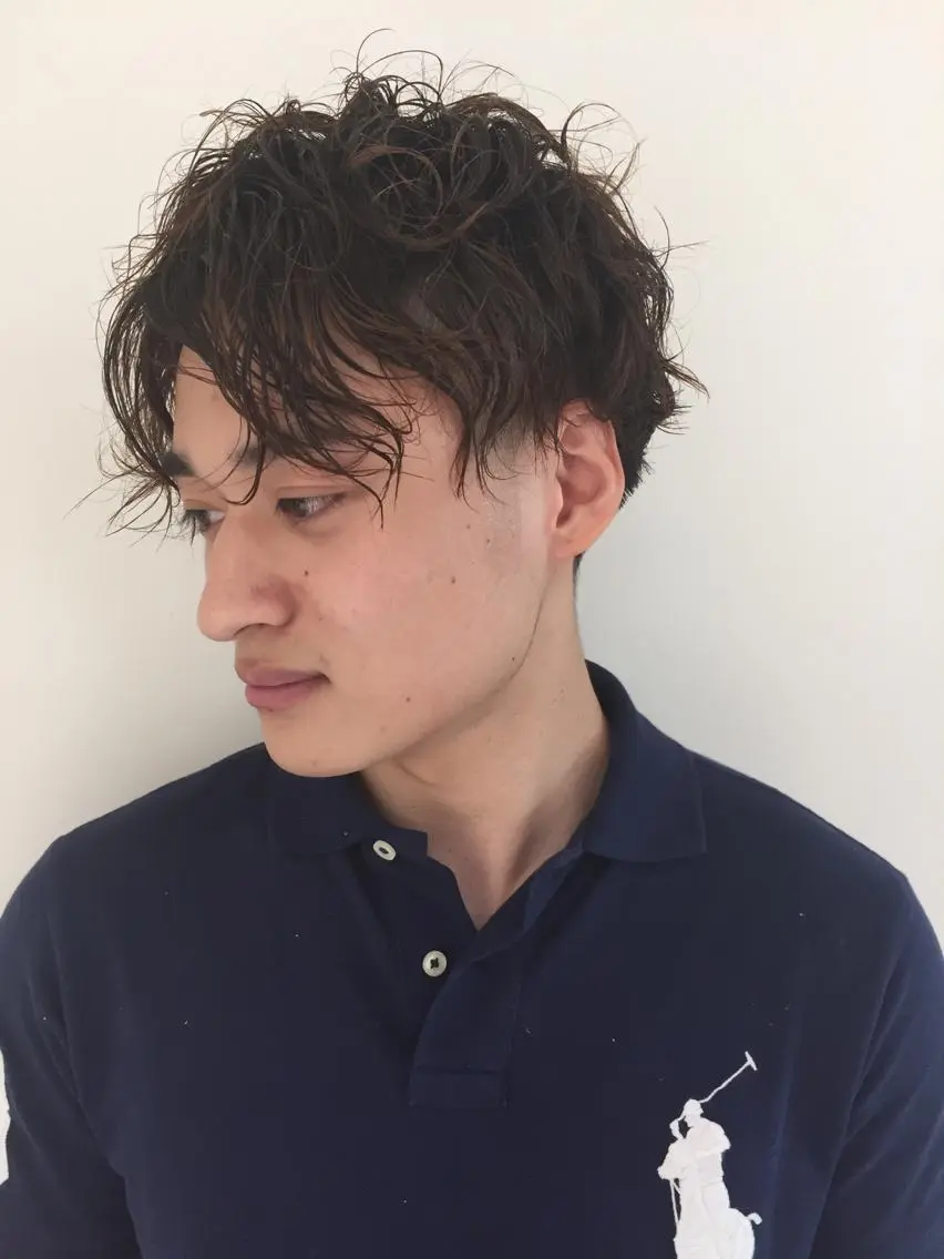 ショート パーマ メンズ マッシュ メンズパーマ 外国人風カラー ✂️小顔カット✂️ 山本有紀のヘアスタイル