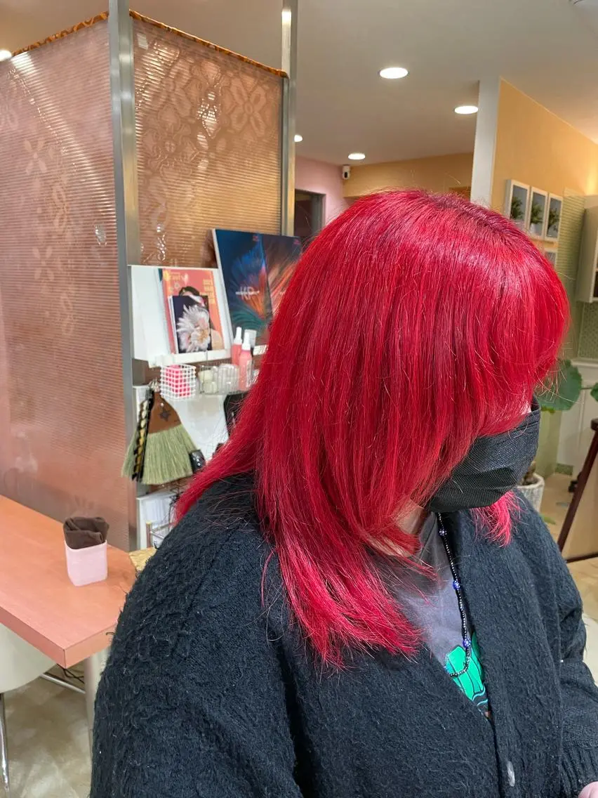 カラー ブリーチ レッドカラー 【史上最高】口コミ No.1/ナツキのヘアスタイル