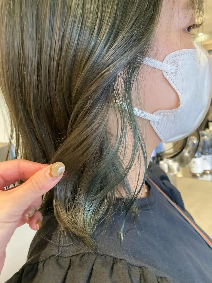 ミディアム カラー インナーカラー カット ヘアカラー トリートメント ヘアセット オリーブ透明感カラー 表参道/MIKUのヘアスタイル