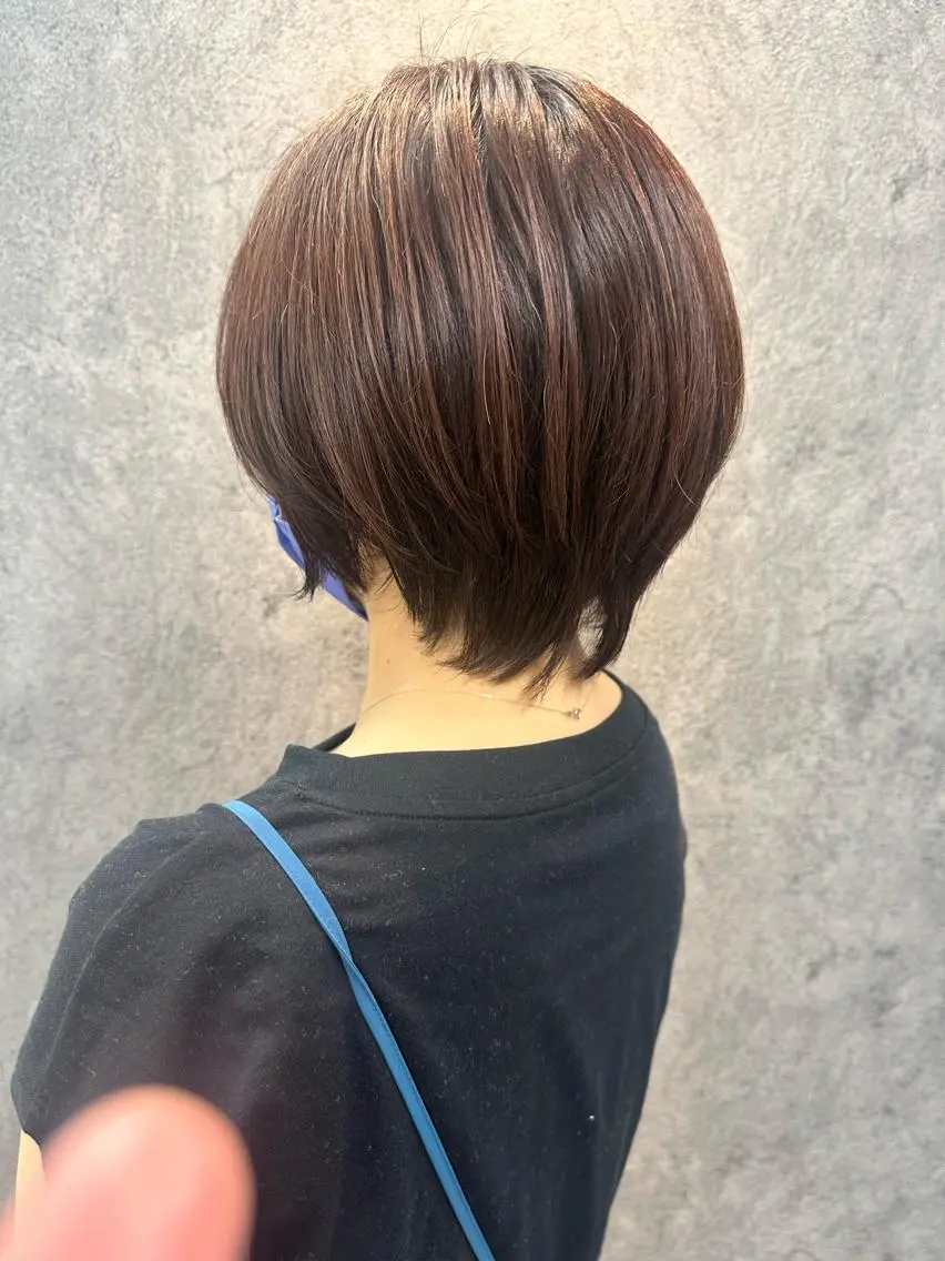 ショート ショートボブ ピンクブラウン ボブ ショートヘア Noyヨシモト ヒロトのヘアスタイル