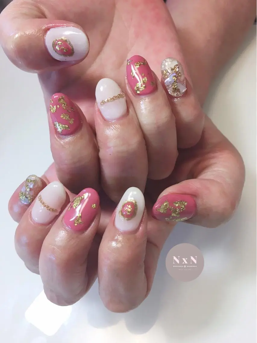 ネイル ジェルネイル ピンク ぷっくりネイル nail salon N×Nのネイルデザイン