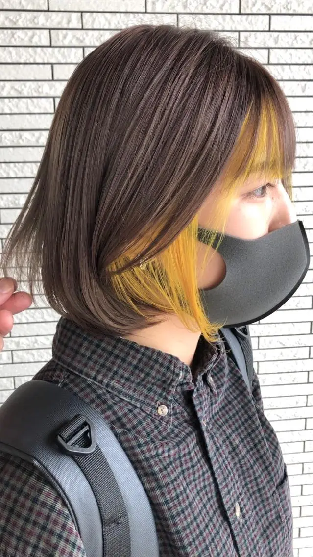 ショート カラー ヘアアレンジ ブリーチ インナーカラー イエローカラー クドウレイ fifth神南のヘアスタイル