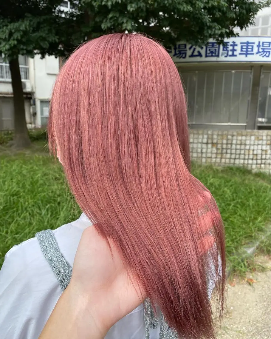 ロング カラー ピンクカラー カット ヘアカラー トリートメント 鈴木/ボブ/ ミルクティー/ピンクのヘアスタイル