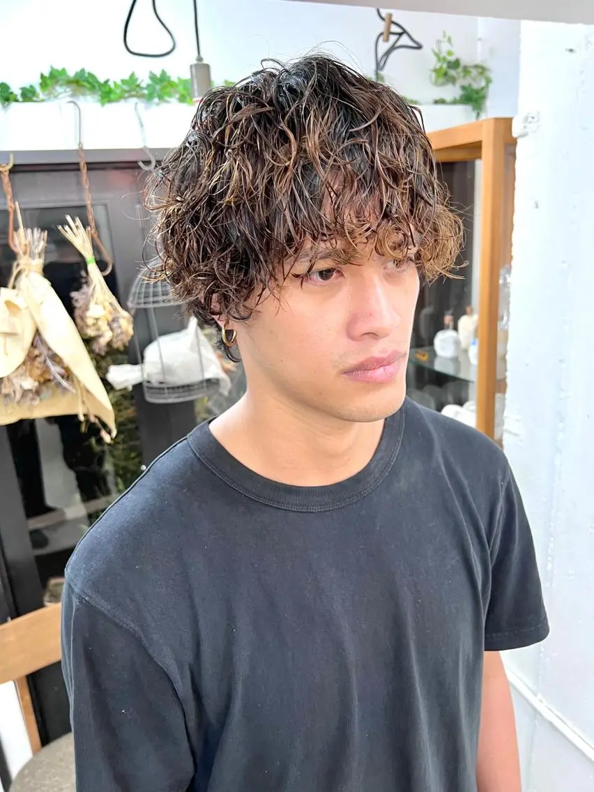 ショート パーマ メンズ カット パーマ トリートメント 再現性大人メンズヘア 毛流れパーマ木村陸弥のヘアスタイル
