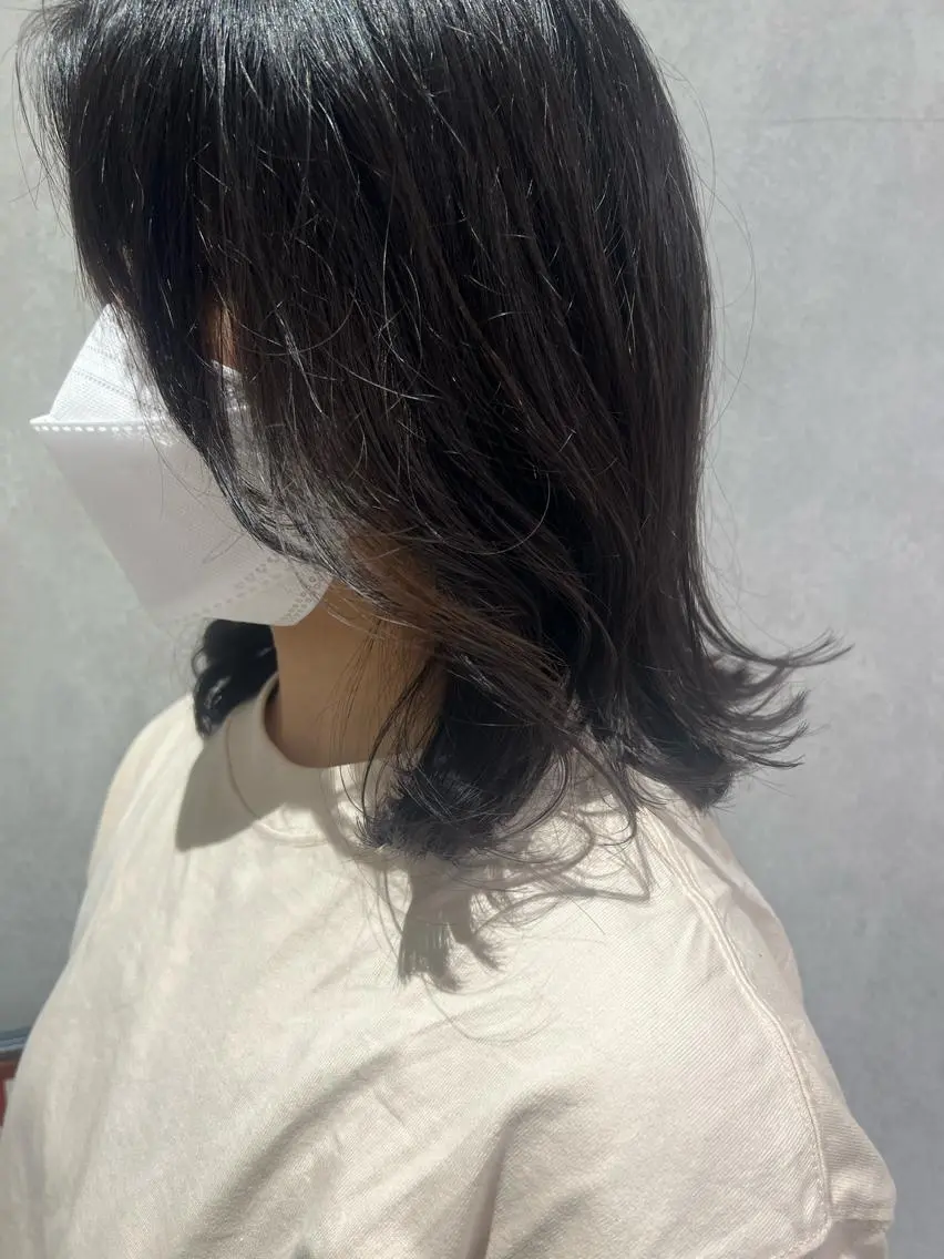 ミディアム パーマ カット パーマ トリートメント 韓国hair ·͜· watanabeのヘアスタイル