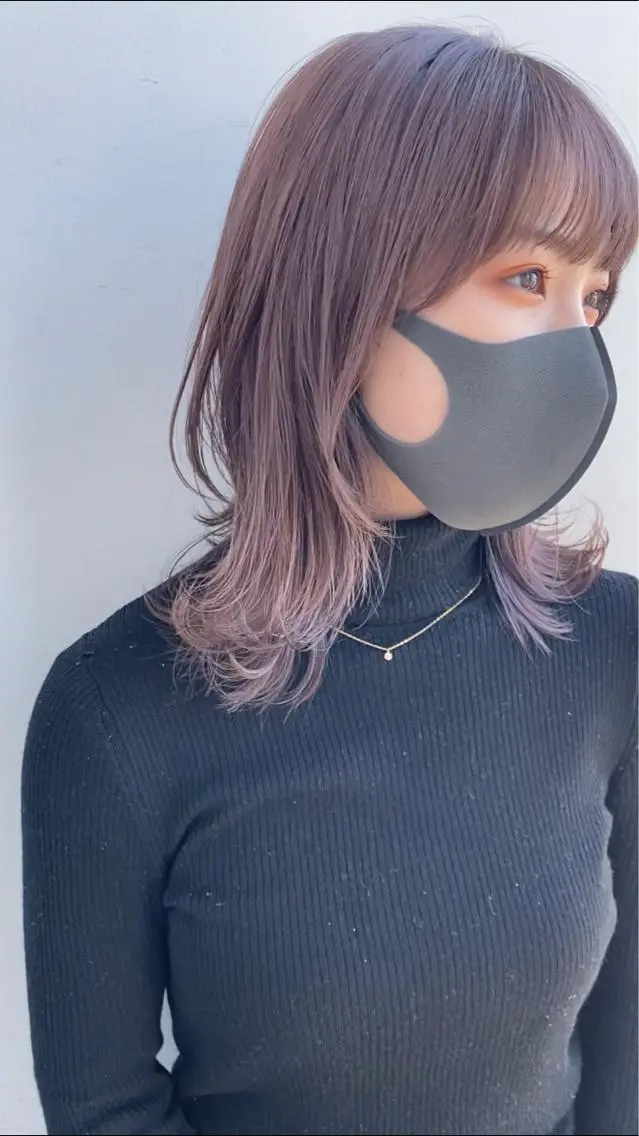 ミディアム カラー ヘアアレンジ アッシュ 透明感カラー グレージュ ラベンダーカラー ラベンダーグレージュ 【柔らか透明感✨/ 似合せ前髪】大石葉月のヘアスタイル