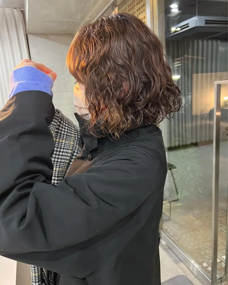 ショート パーマ カット パーマ トリートメント ボブパーマコテ巻き風 パーマNo1深江秀平のヘアスタイル