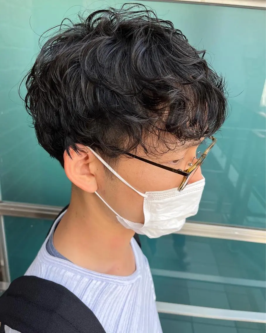 ショート メンズ メンズパーマ ケアカラー ピンクブラウン 外国人風カラー ショートヘア 久木原 ゆりのヘアスタイル