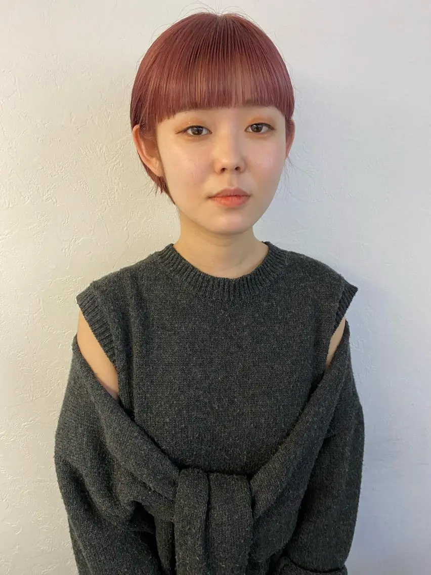 ショート カラー ベージュカラー ピンクカラー ピンクベージュ ショートヘア カット ヘアカラー トリートメント 森貴裕/ベージュ/ パーマ/オリーブのヘアスタイル
