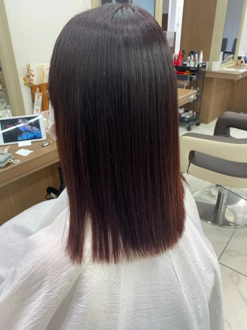 セミロング 縮毛矯正 カット ヘアカラー トリートメント 長妻莉央/縮毛矯正 髪質改善カラーのヘアスタイル