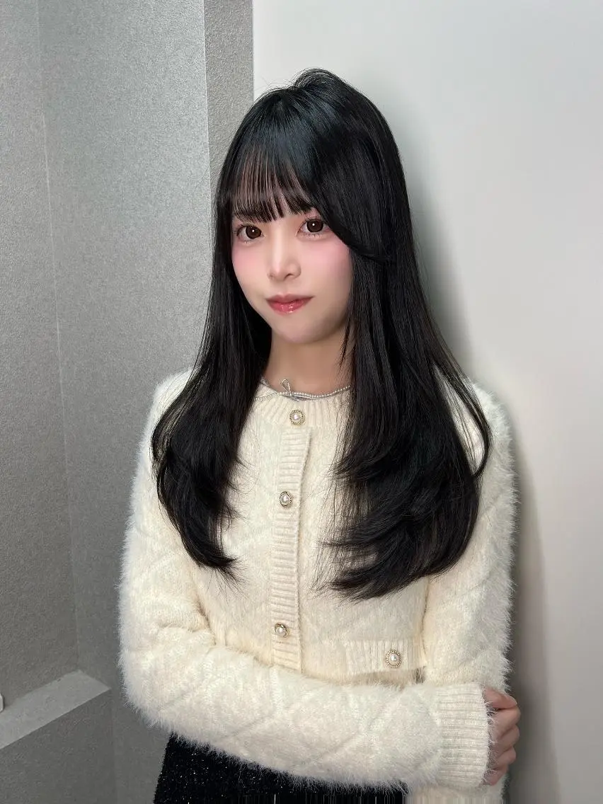 カラー ロング ブラウンカラー 韓国風ヘア レイヤーカット トリートメント カット ヘアカラー トリートメント さや🍀/透明感 カラー/ヘアセットのヘアスタイル