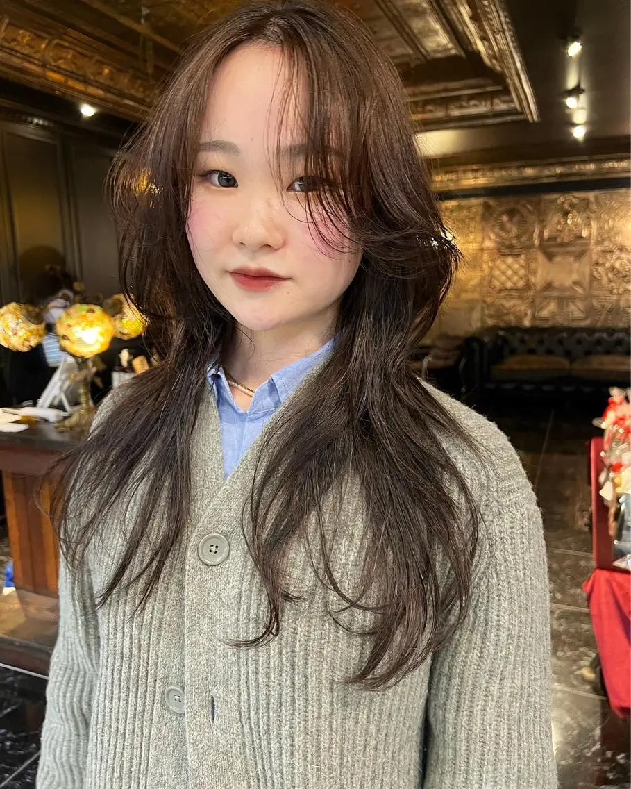 ロング カラー 顔まわりレイヤー レイヤーカット ウルフカット カット 圧倒的デザイン力 店長🎨RENAのヘアスタイル