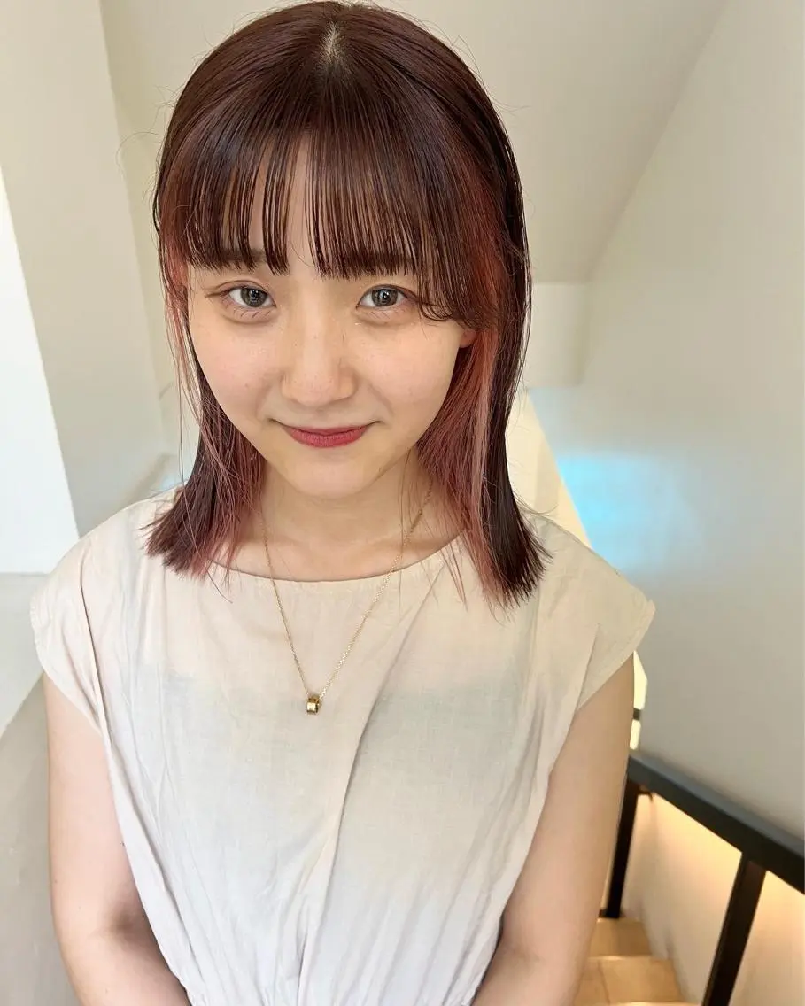 ミディアム カラー 顔周りカット/透明感 カラー✂️MEIのヘアスタイル