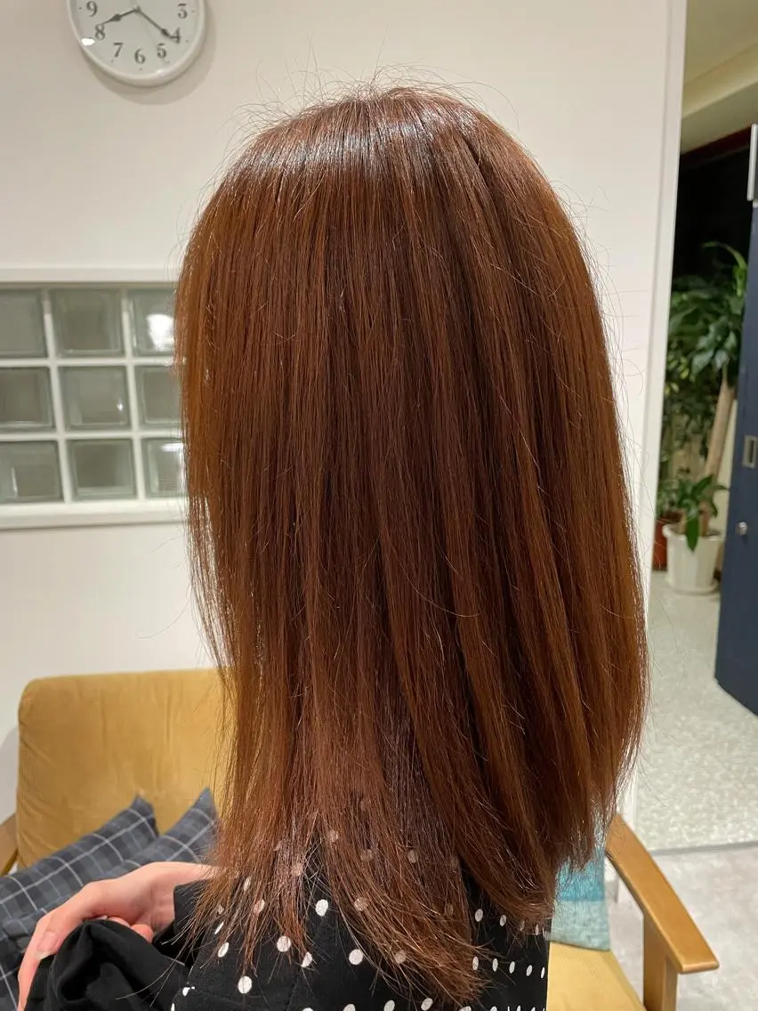 セミロング カラー ベージュカラー オレンジ オレンジベージュ ヘアカラー 京都美容師 塩のヘアスタイル