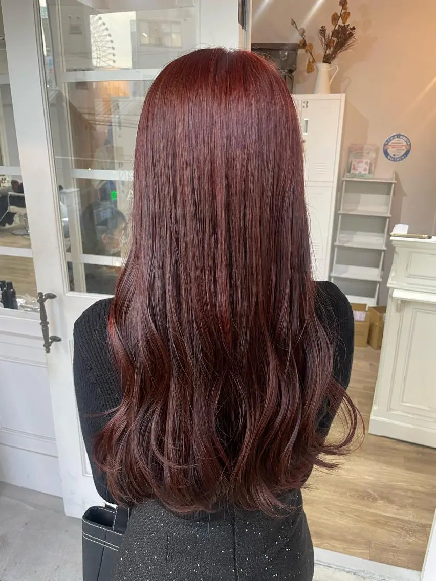 ロング カラー ヘアアレンジ ブリーチ ブリーチなしカラー ヘアカラー トリートメント 酸性縮毛矯正 梅田茶屋町 Juriのヘアスタイル