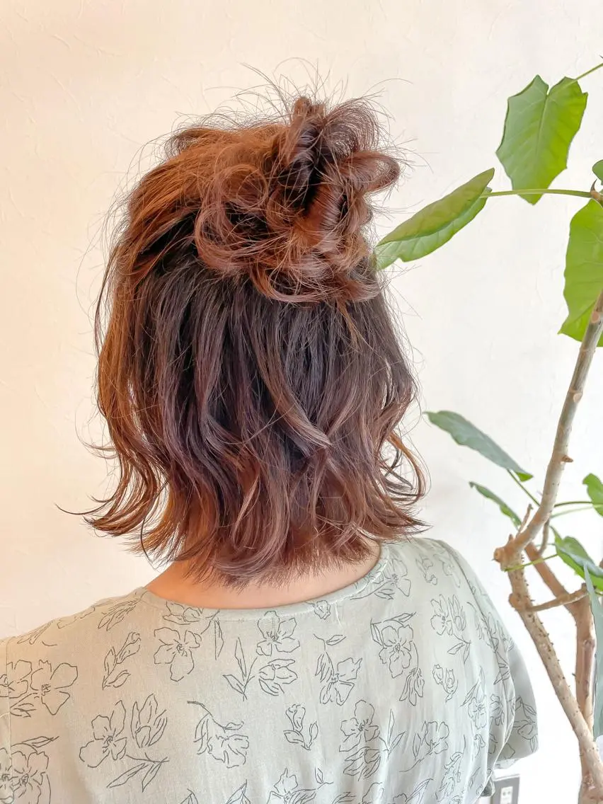 ショート ヘアアレンジ お団子ヘア SHANTi 飯塚 ヘアセット/髪質改善のヘアスタイル