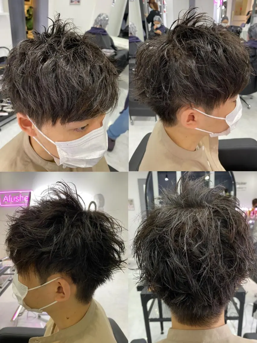 ショート カラー パーマ ヘアアレンジ メンズ 🔥メンズパーマ 特化 渡辺一翔のヘアスタイル