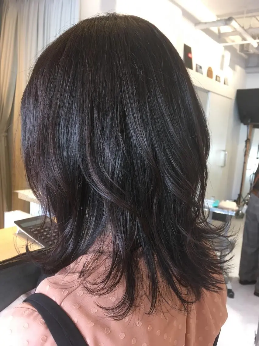 ミディアム カラー ラベンダーカラー ウルフカット トリートメント ヘッドスパ 中村 幸子のヘアスタイル