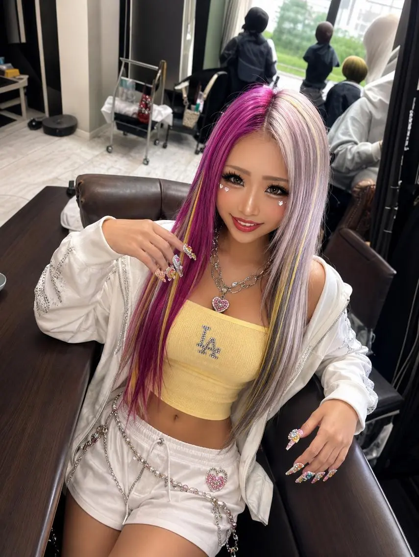 カラー ロング カラー ×シールエクステのヘアスタイル