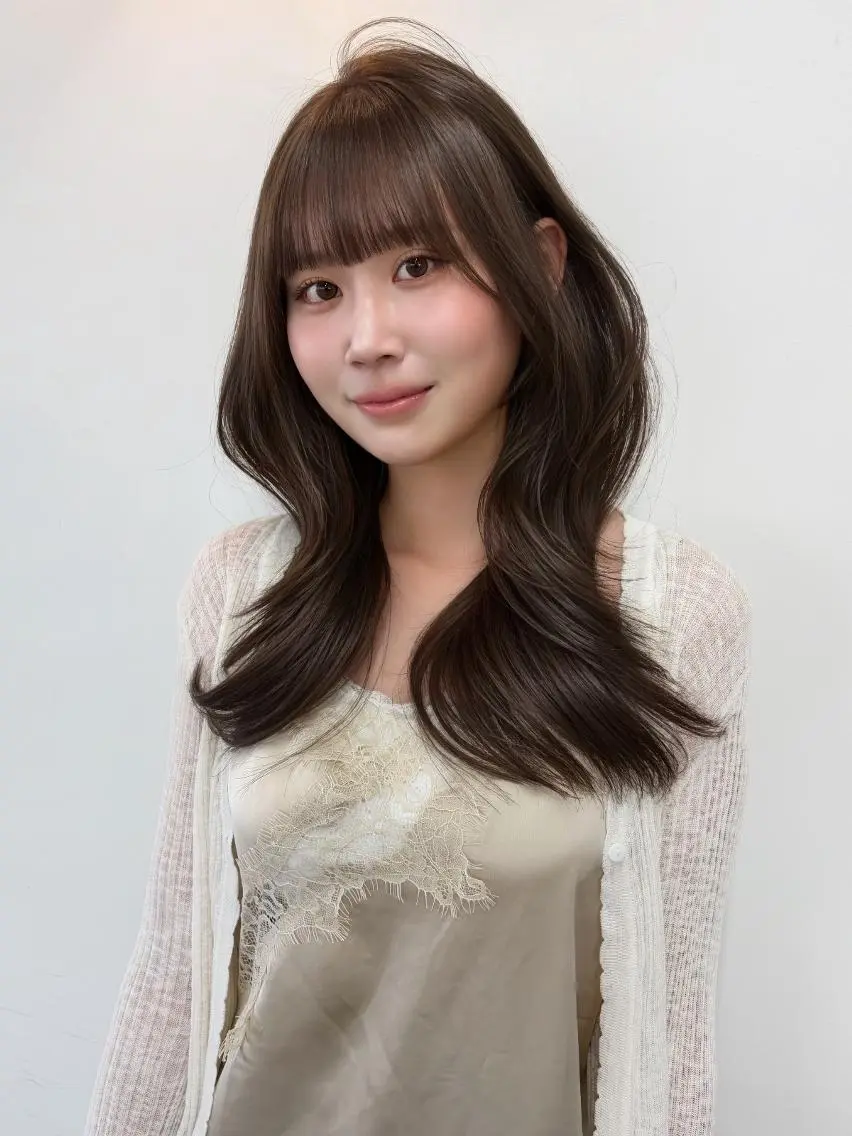 ミディアム 韓国風ヘア 小顔カット トリートメント カット ヘアカラー トリートメント 💛レイヤー/ベージ ュ/kokoro💛のヘアスタイル