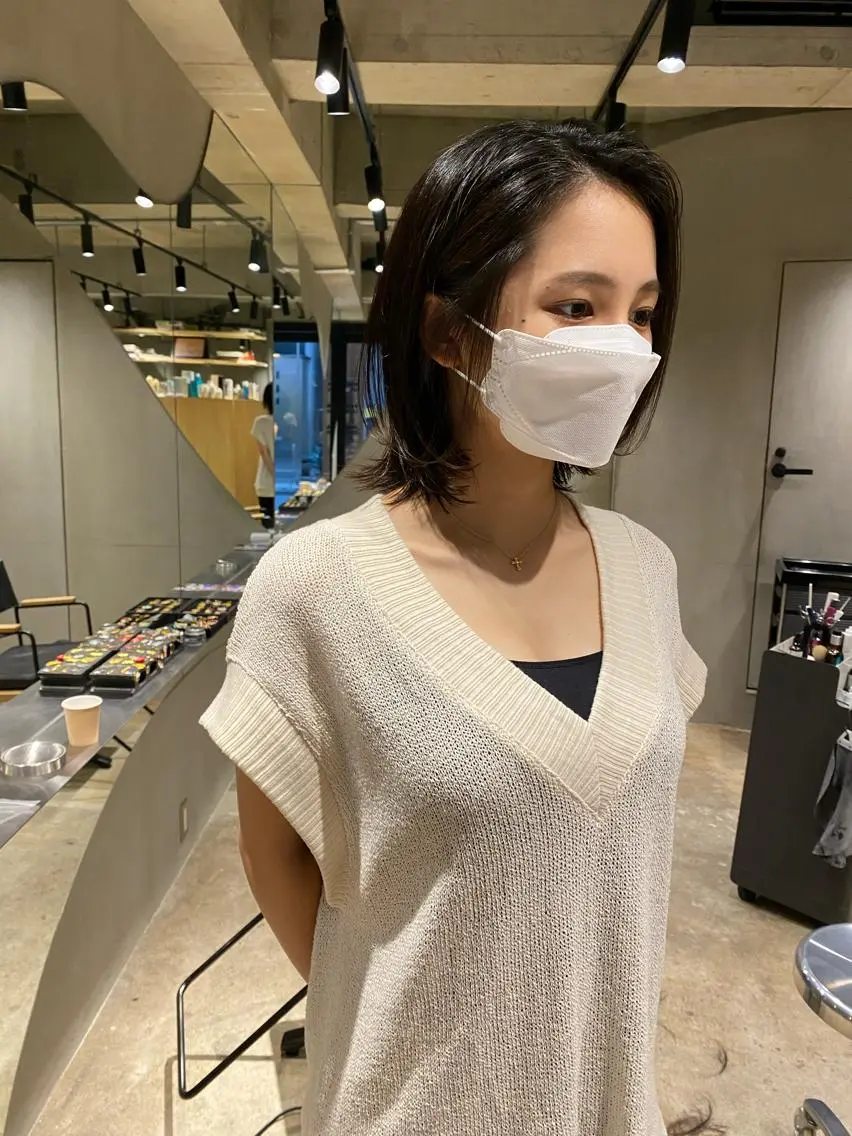 ミディアム ミディアムレイヤー ボブ 伸ばしかけ レイヤーカット カット トリートメント ミク/ 北参道/ショートのヘアスタイル