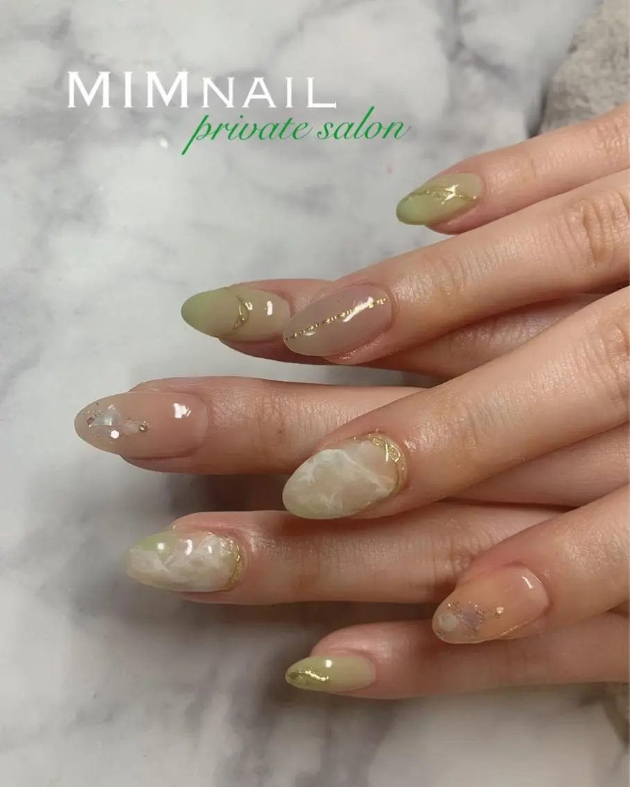 ネイル 大理石ネイル(マーブル) ニュアンスネイル ハンドネイル *･*MIMnail 1号店･*:･*のネイルデザイン