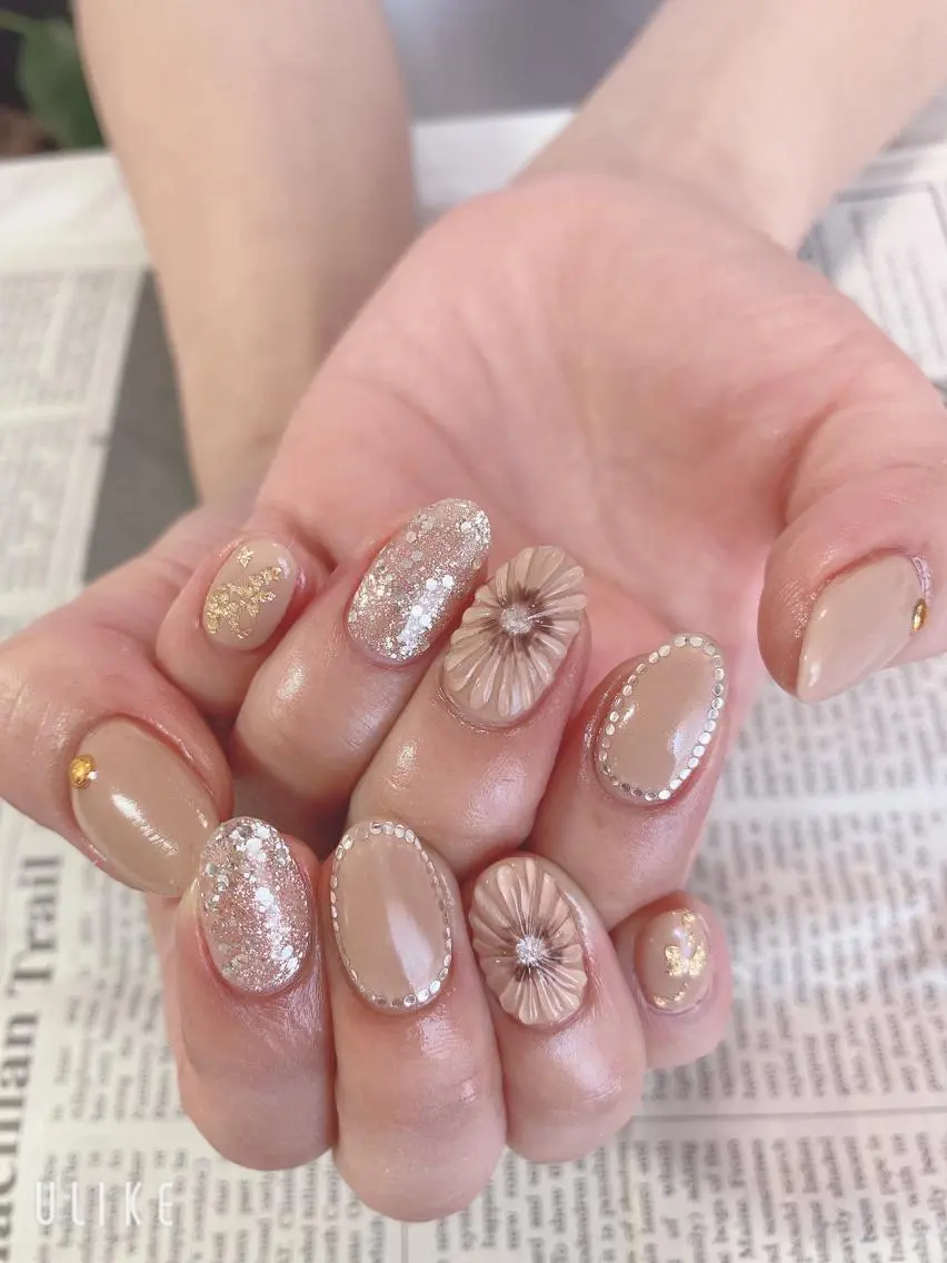 ネイル フラワーネイル ぷっくりネイル ハンドネイル ハンドケア 森山 舞のネイルデザイン