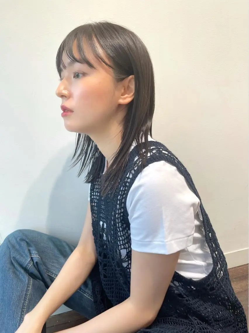 ミディアム 似合わせカット 小顔カット カット トリートメント 結べるレイヤーボブ くびれLady表参道のヘアスタイル