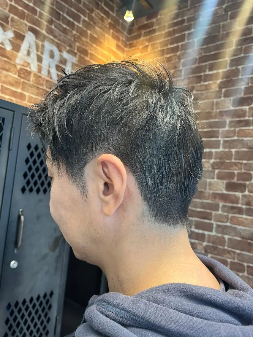 ショート メンズ メンズハイライト メンズパーマ ケアカラー ピンクブラウン ボブ 久木原 ゆりのヘアスタイル