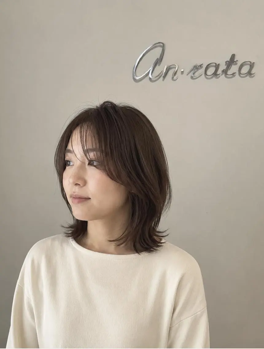 ミディアム カット ヘアカラー トリートメント an・rata/ プチプラ/和歌山市駅のヘアスタイル