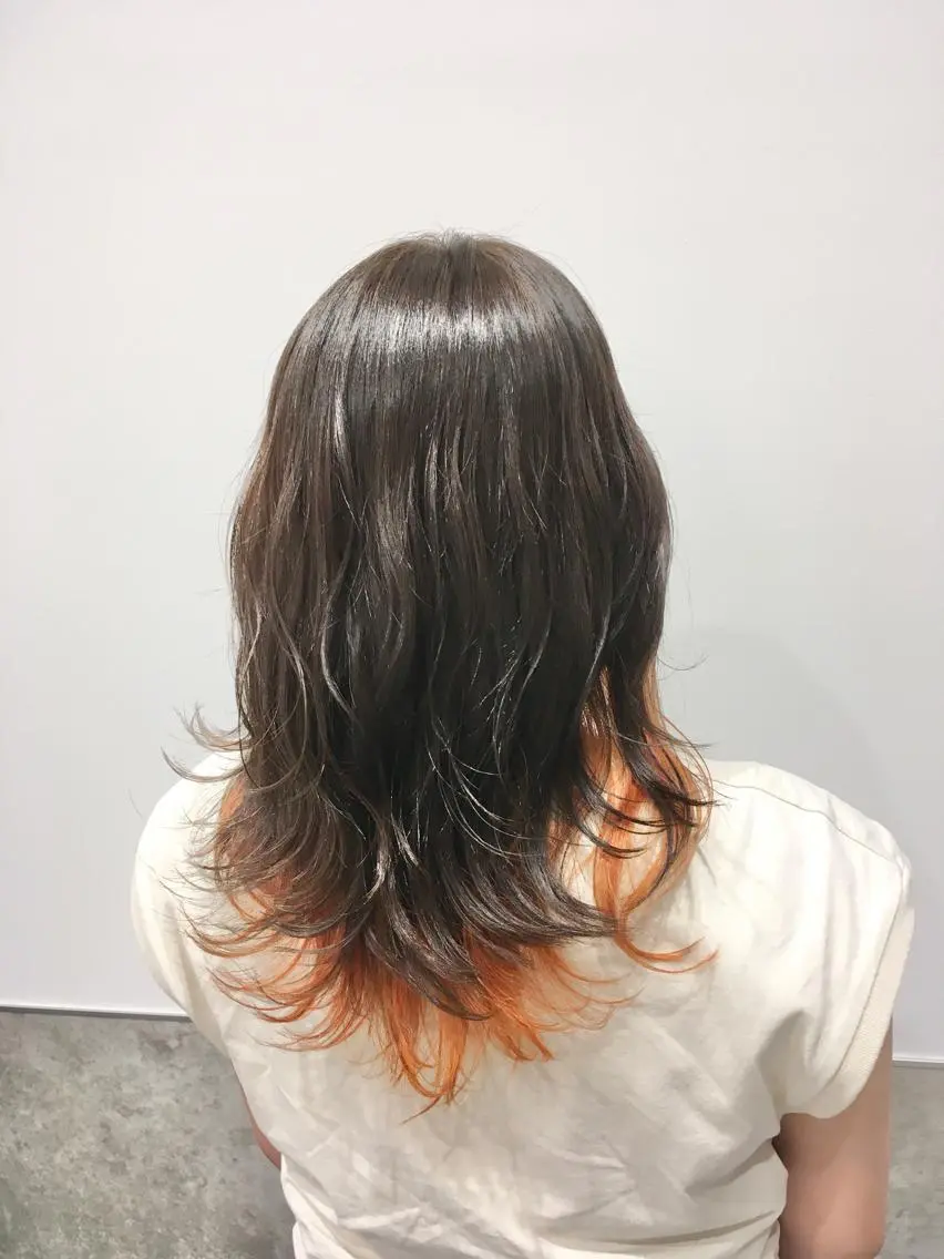 ロング カラー オレンジ ヘアカラー トリートメント ヘアセット yoshi ☆のヘアスタイル