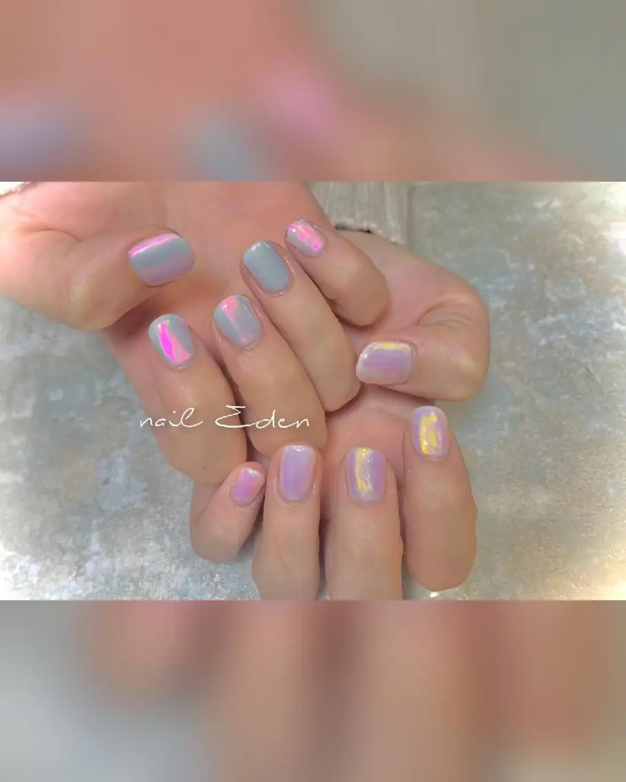 ネイル オーロラネイル ワンカラーネイル Eden ♾️のネイルデザイン