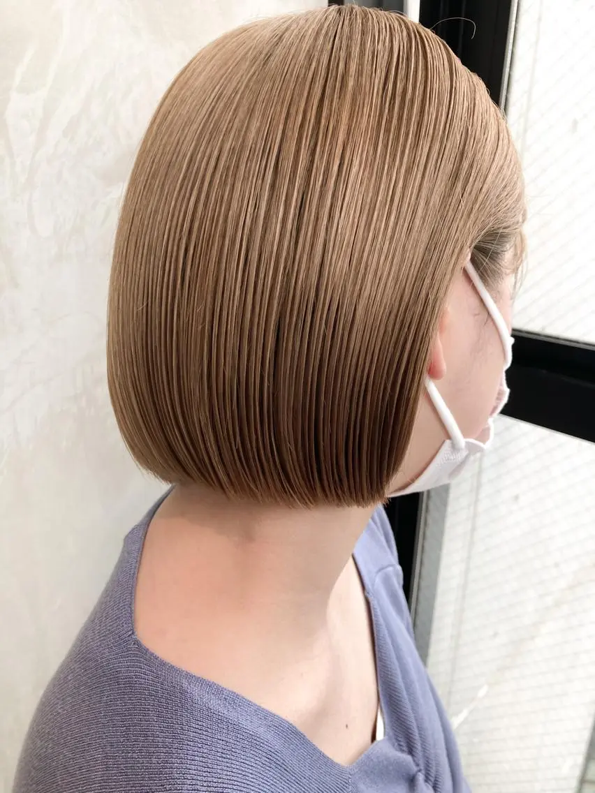 ショート カラー パーマ 切りっぱなしボブ ボブ ストレートパーマ 波巻きスパイラルパー マ/シャドウパーマ駿のヘアスタイル