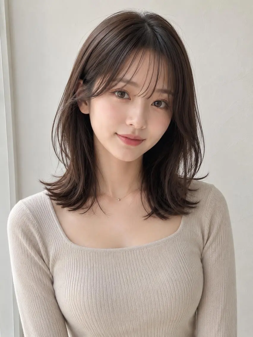 ミディアム カラー 透明感カラー 髪質改善 似合わせカット ヘアカラー loty すずなのヘアスタイル