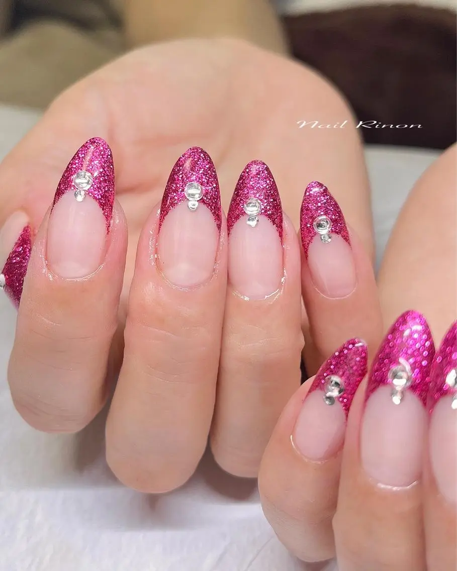 ネイル フレンチネイル ラメ(グリッター) ハンドネイル Nail Rinonのネイルデザイン